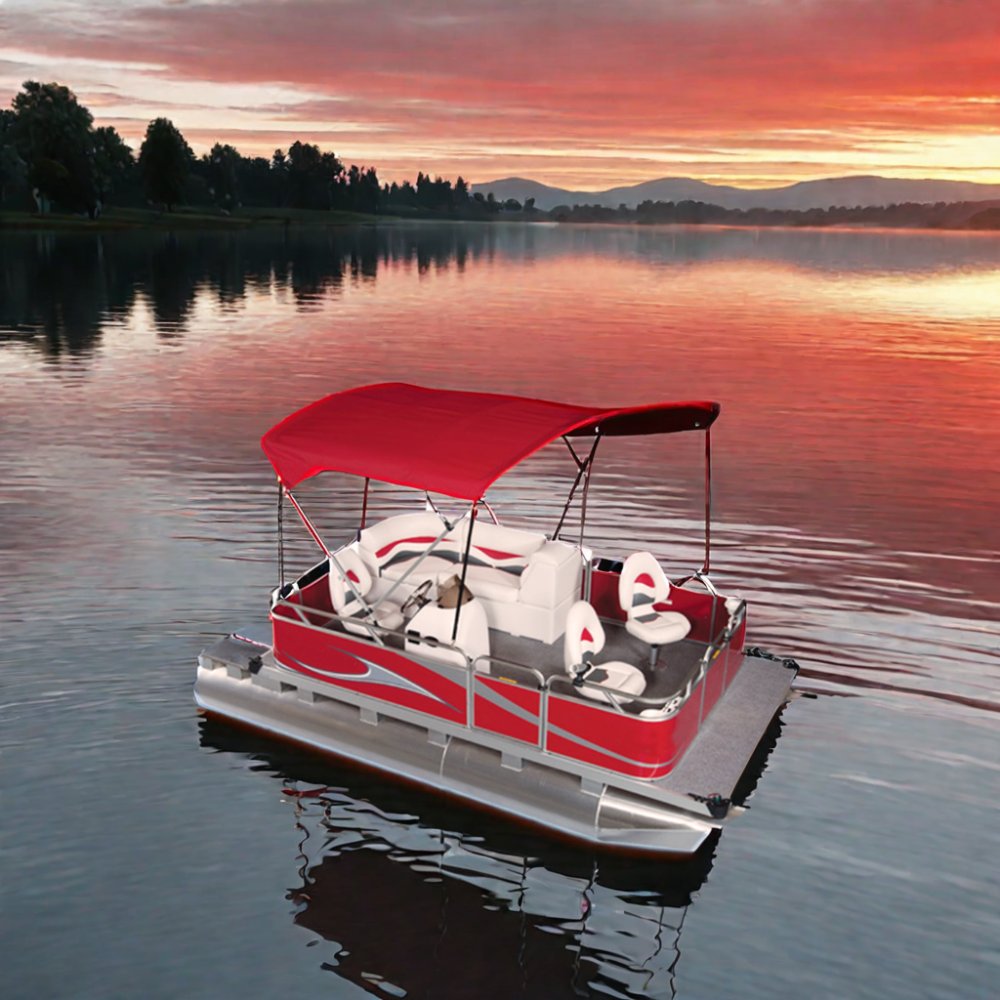 2025 KinLife Mini Floating Pontoon Boats Mini Sport Yacht 2/3/4 Persons Aluminum Work Fishing Surfing Outboard Engine Included